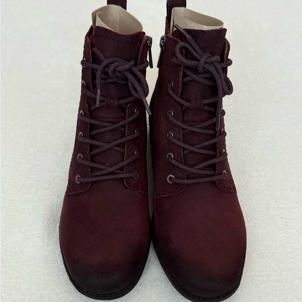 Earth Burgundy Leather Ankle Boots Lace Up Women’s 8.5 Boho Cottagecore NWT - Picture 4 of 10